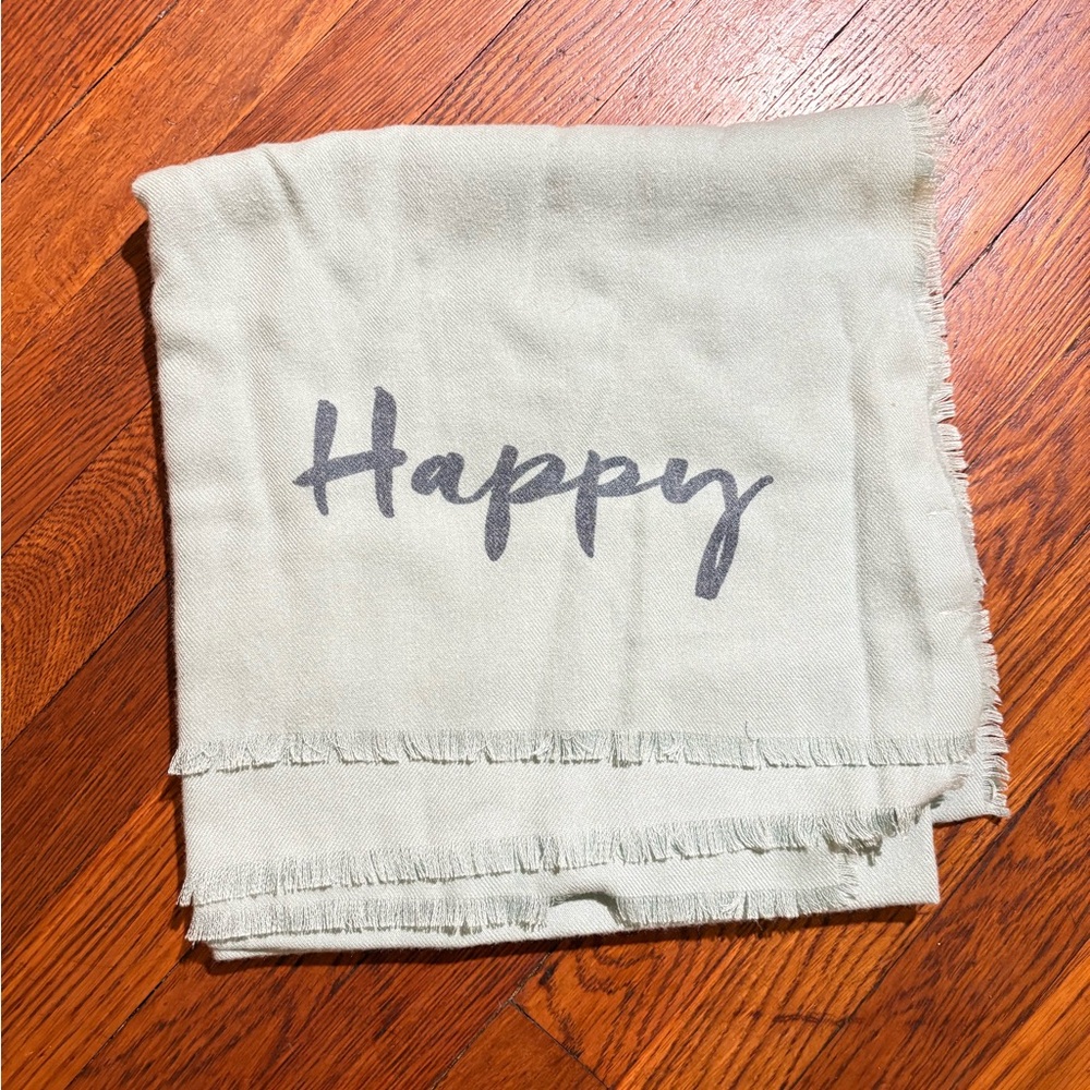 Collection Eighteen Women’s Light Blue “Happy” Scarf with fringed edge
